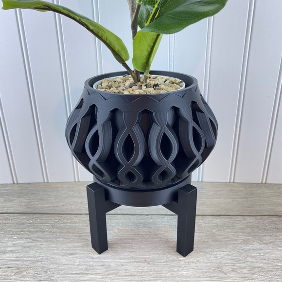 Hand Crafted Other - Modern Indoor Flower Pot, The Cylas Planter Pot w/ Drainage Hole, 3D Printed